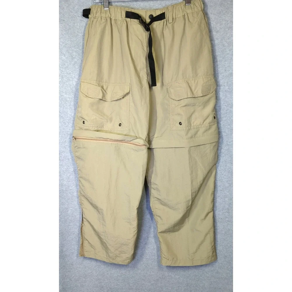 REI Co-op Sahara Convertible Belted Pants Men L Army Green Hiking Camping Travel